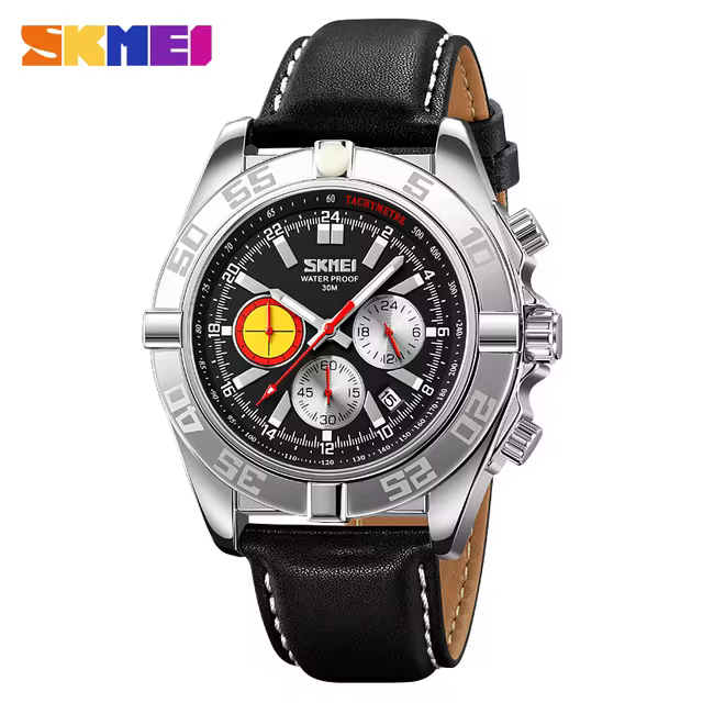 Jam Tangan Pria Original Analog Leather SKMEI 9322CL Hitam