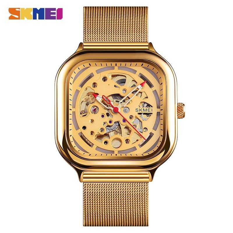 Jam Tangan Pria Automatic Original Stainless SKMEI 9184CS Gold