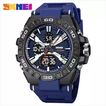 Jam Tangan Pria Dual Time Original SKMEI AD2220 Biru