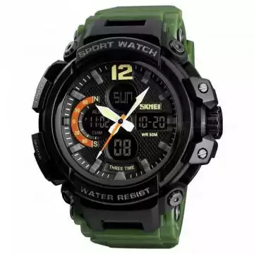 Jam Tangan Pria Dual Time Original SKMEI AD1343 Army