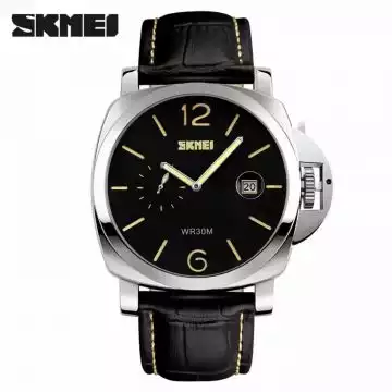 Jam Tangan Pria Analog  Leather Original SKMEI 1124CL Kuning