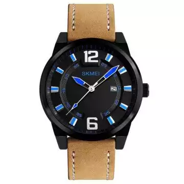 Jam Tangan Pria Analog  Leather Original SKMEI 1221 Biru