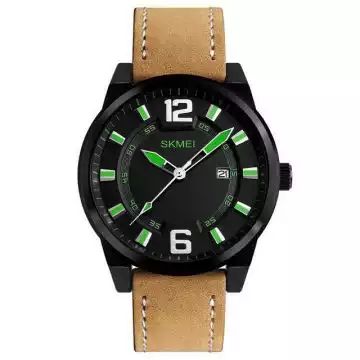 Jam Tangan Pria Analog  Leather Original SKMEI 1221 Hijau