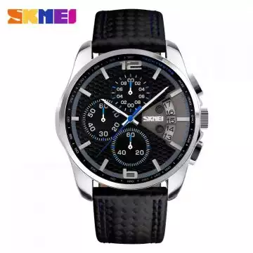 Jam Tangan Pria Analog  Leather Original SKMEI 9106CL Biru