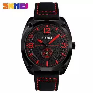 Jam Tangan Pria Analog  Leather Original SKMEI 9155 Merah