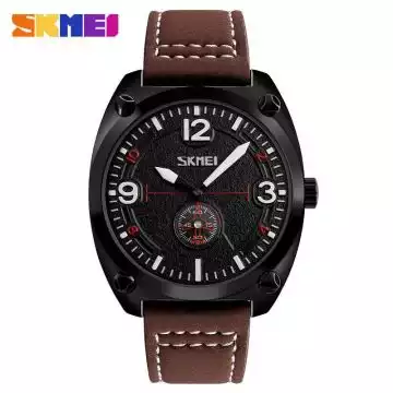 Jam Tangan Pria Analog  Leather Original SKMEI 9155 Coklat