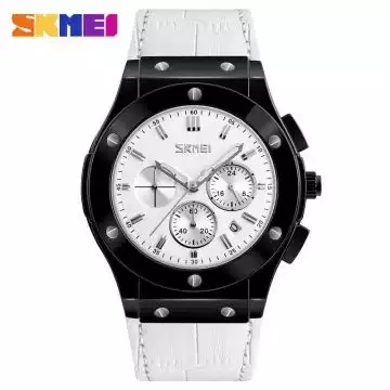 Jam Tangan Pria Analog  Leather Original SKMEI 9157CL Putih