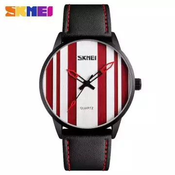 Jam Tangan Pria Analog Leather Original SKMEI 1602S Merah