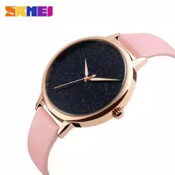 Jam Tangan Wanita Analog Leather Original SKMEI 9141CL Pink