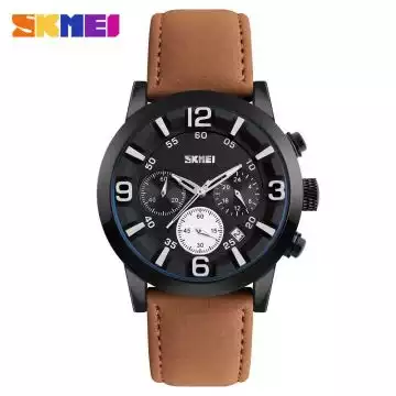 Jam Tangan Pria Analog Leather Original SKMEI 9147CL