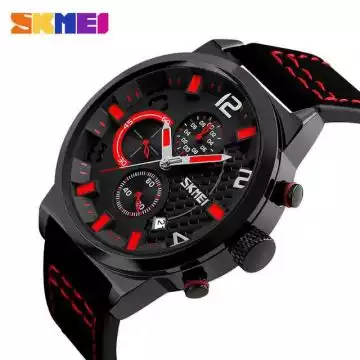 Jam Tangan Pria Analog Leather Original SKMEI 9149CL Merah