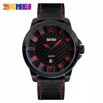 Jam Tangan Pria Analog Leather Original SKMEI 9150CL Merah