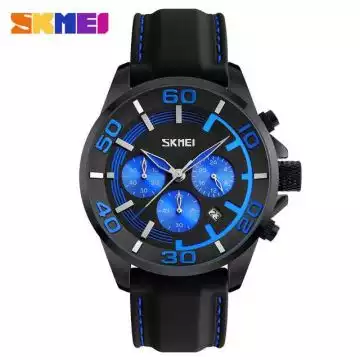 Jam Tangan Pria Analog Leather Original SKMEI 9154CL Biru