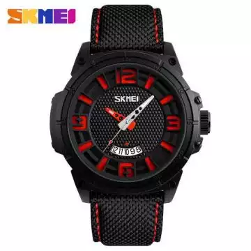 Jam Tangan Pria Analog Leather Original SKMEI 9170CL Merah