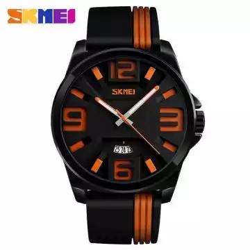 Jam Tangan Pria Analog Leather Original SKMEI 9171CL Orange