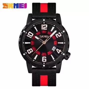 Jam Tangan Pria Analog Leather Original SKMEI 9202CL Merah