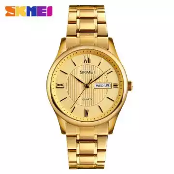 Jam Tangan Pria Analog Stainless Original SKMEI 1261 Gold