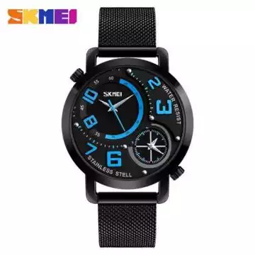 Jam Tangan Pria Analog Stainless Original SKMEI 9168CS Biru