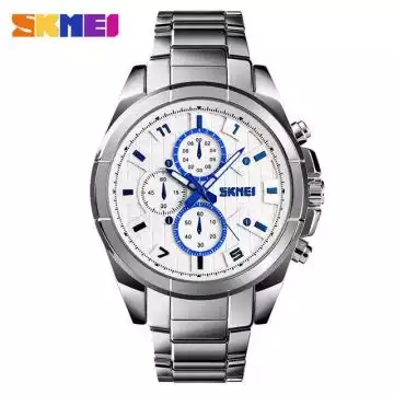 Jam Tangan Pria Analog Stainless Original SKMEI 1378CS Putih