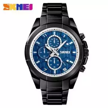 Jam Tangan Pria Analog Stainless Original SKMEI 1378CS Biru