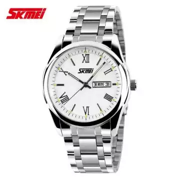 Jam Tangan Pria Analog Stainless Original SKMEI 9056CS Putih