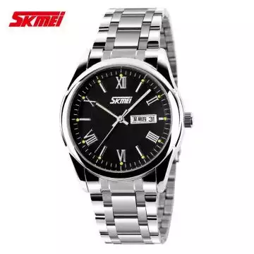 Jam Tangan Pria Analog Stainless Original SKMEI 9056CS Hitam