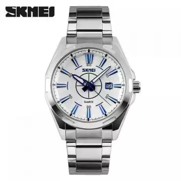 Jam Tangan Pria Analog Stainless Original SKMEI 9118CS Biru