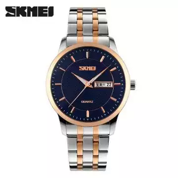 Jam Tangan Pria Analog Stainless Original SKMEI 9119CS Biru