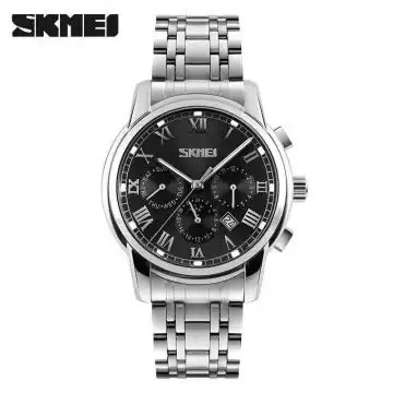 Jam Tangan Pria Analog Stainless Original SKMEI 9121CS