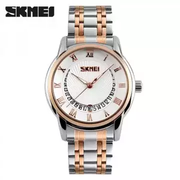 Jam Tangan Pria Analog Stainless Original SKMEI 9122CS Gold