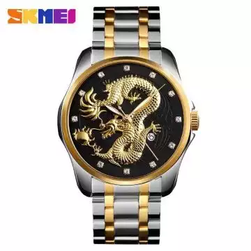 Jam Tangan Pria Analog Dragon Stainless Original SKMEI 9193CS Hitam