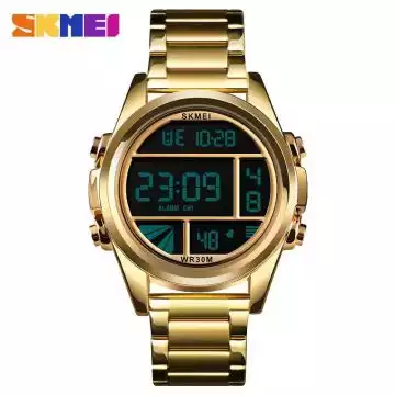 Jam Tangan Pria Digital Stainless Original SKMEI DG1448 Gold