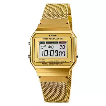 Jam Tangan Pria Digital Stainless Original SKMEI DG1639 Gold