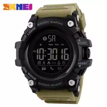 Jam Tangan Pria Smart Watch Bluetooth Original SKMEI DG1385 Khaki