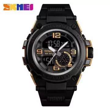 Jam Tangan Pria Smart Watch Bluetooth Original SKMEI DG1517 Gold