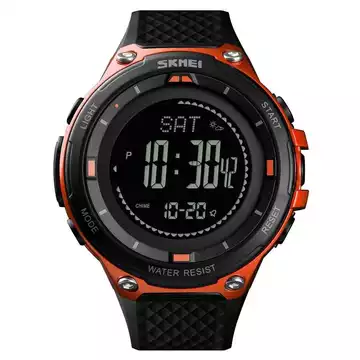 Jam Tangan Pria Digital Pedometer Original SKMEI DG1443 Orange