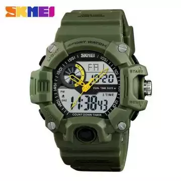 Jam Tangan Pria Dual Time Original SKMEI AD1331 Army