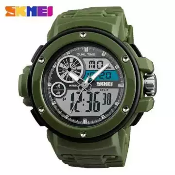 Jam Tangan Pria Dual Time Original SKMEI AD1341 Army