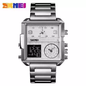 Jam Tangan Pria Dual Time Jumbo Original SKMEI AD1584 Silver