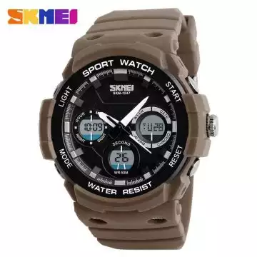 Jam Tangan Pria Dual Time Original SKMEI AD1247 Coffee