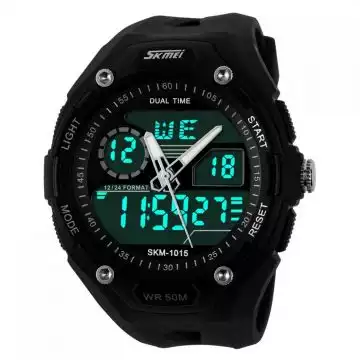 Jam Tangan Pria Dual Time S-Shock Watch Original SKMEI AD1015 Hitam