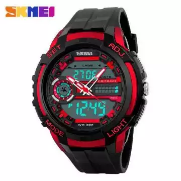 Jam Tangan Pria Dual Time Original SKMEI AD1202 Merah