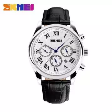 Jam Tangan Pria Original Analog Leather SKMEI 9078CL Putih