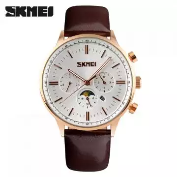 Jam Tangan Pria Original Analog Leather SKMEI 9117CL Putih