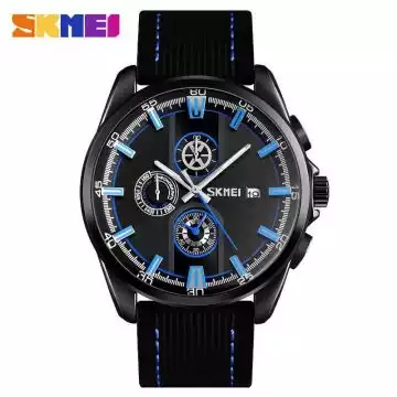 Jam Tangan Pria Original Analog Leather SKMEI 9181CL Biru