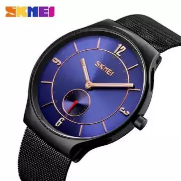 Jam Tangan Pria Original Analog Stainless SKMEI 9163CS Biru