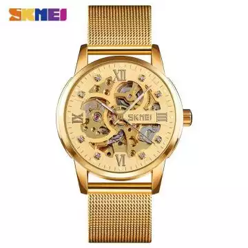 Jam Tangan Pria Automatic Original Stainless SKMEI 9199CS Gold